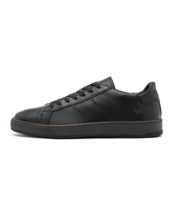 Pantofi sport din piele cu detalii perforate Clement, Negru