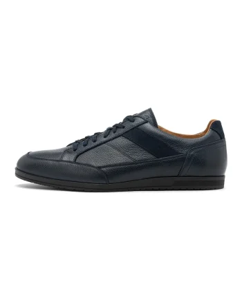 Pantofi sport flatform din piele, Albastru petrol