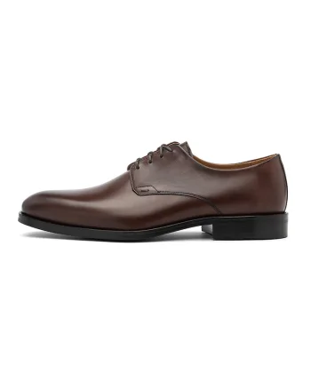 Pantofi din piele cu sireturi, Maro cognac