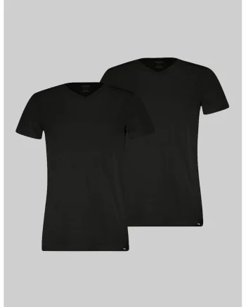 Set de tricouri de casa cu decolteu in V - 2 piese, Negru