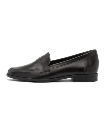 Pantofi loafer din piele cu varf rotund, Negru