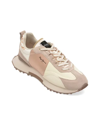 Pantofi sport PEPE JEANS roz, LS60037, din material textil si piele naturala
