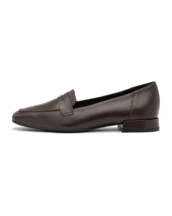 Pantofi loafer din piele cu varf patrat, Maro inchis