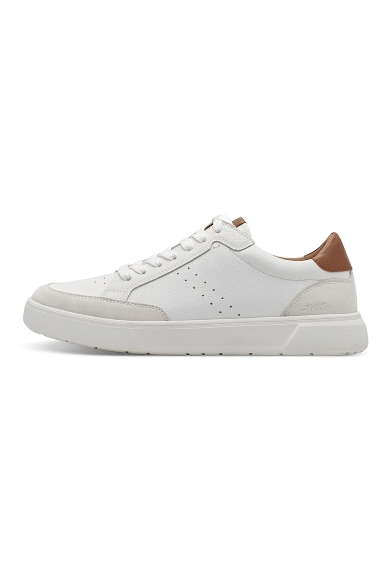 Pantofi sport de piele ecologica si piele intoarsa, Gri deschis/Alb optic