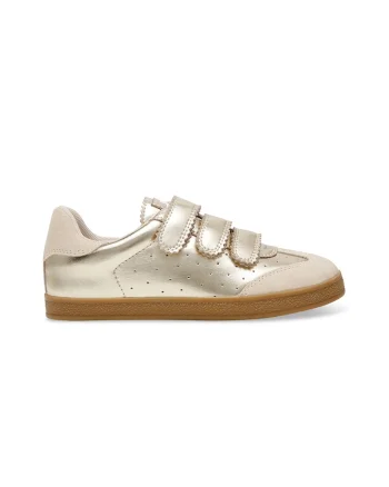 Pantofi sport de piele intoarsa si piele cu velcro Daybreak, Auriu/Alb fildes