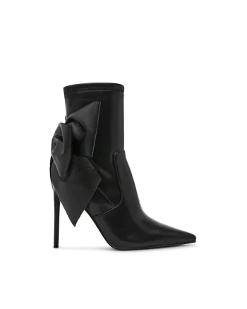 Botine din piele ecologica cu toc inalt Saline, Negru