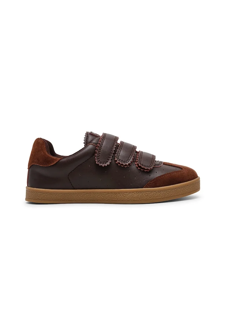 Pantofi sport de piele intoarsa si piele cu velcro Daybreak, Maro cognac/Maro scortisoara