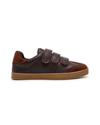 Pantofi sport de piele intoarsa si piele cu velcro Daybreak, Maro cognac/Maro scortisoara