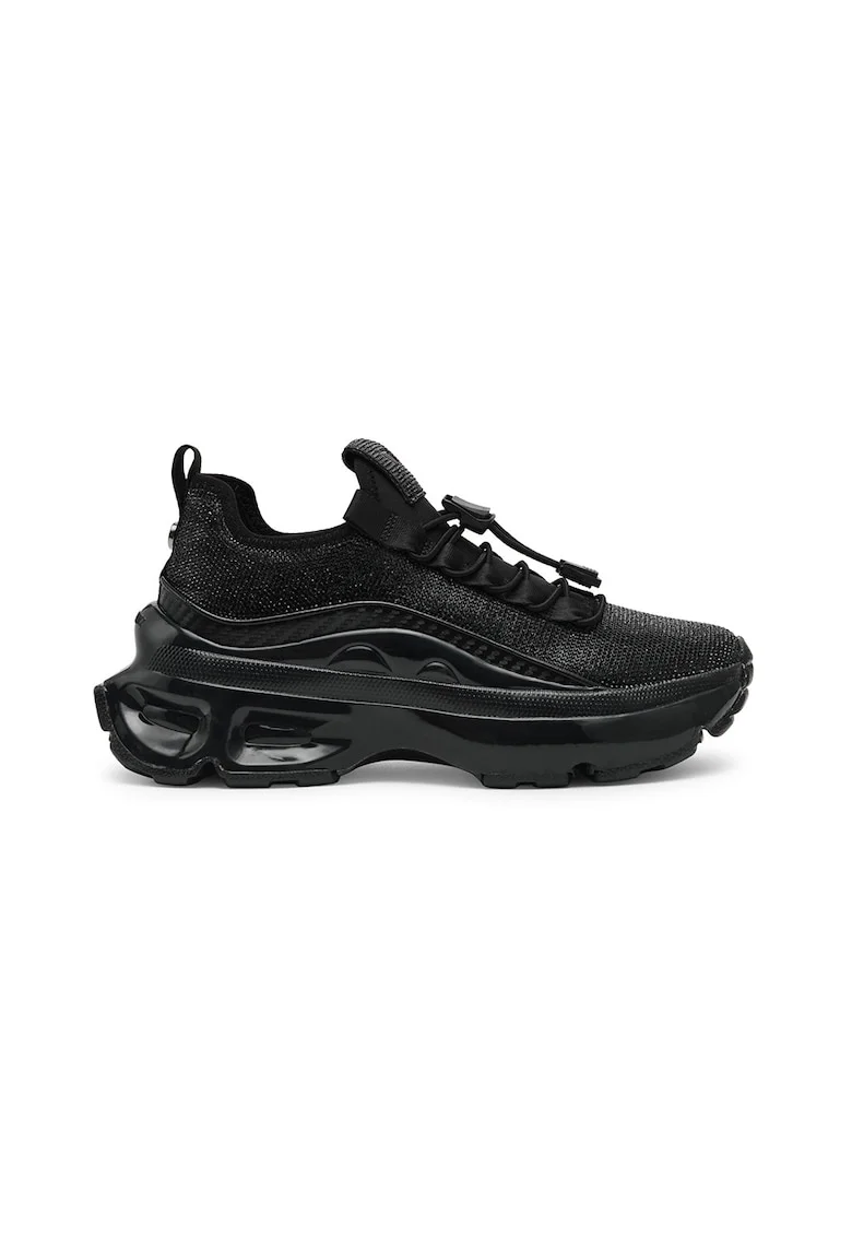 Pantofi sport cu platforma si strasuri Fabuluxe, Negru