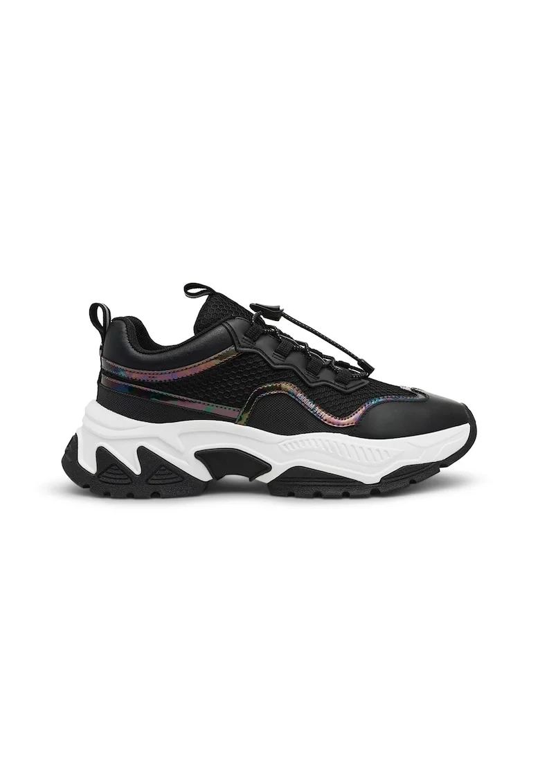 Pantofi sport de plasa cu garnituri de piele ecologica, Verde/Negru/Albastru