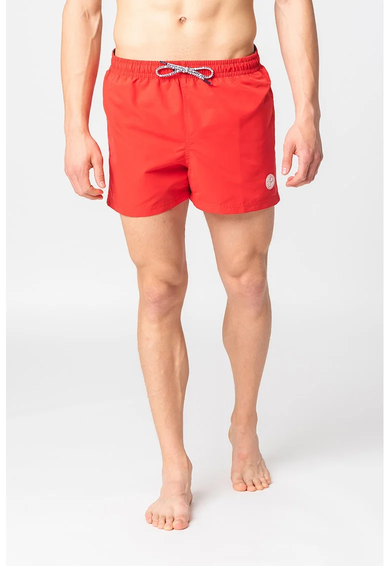 Pantaloni scurti de baie cu snur in talie Remo, Rosu