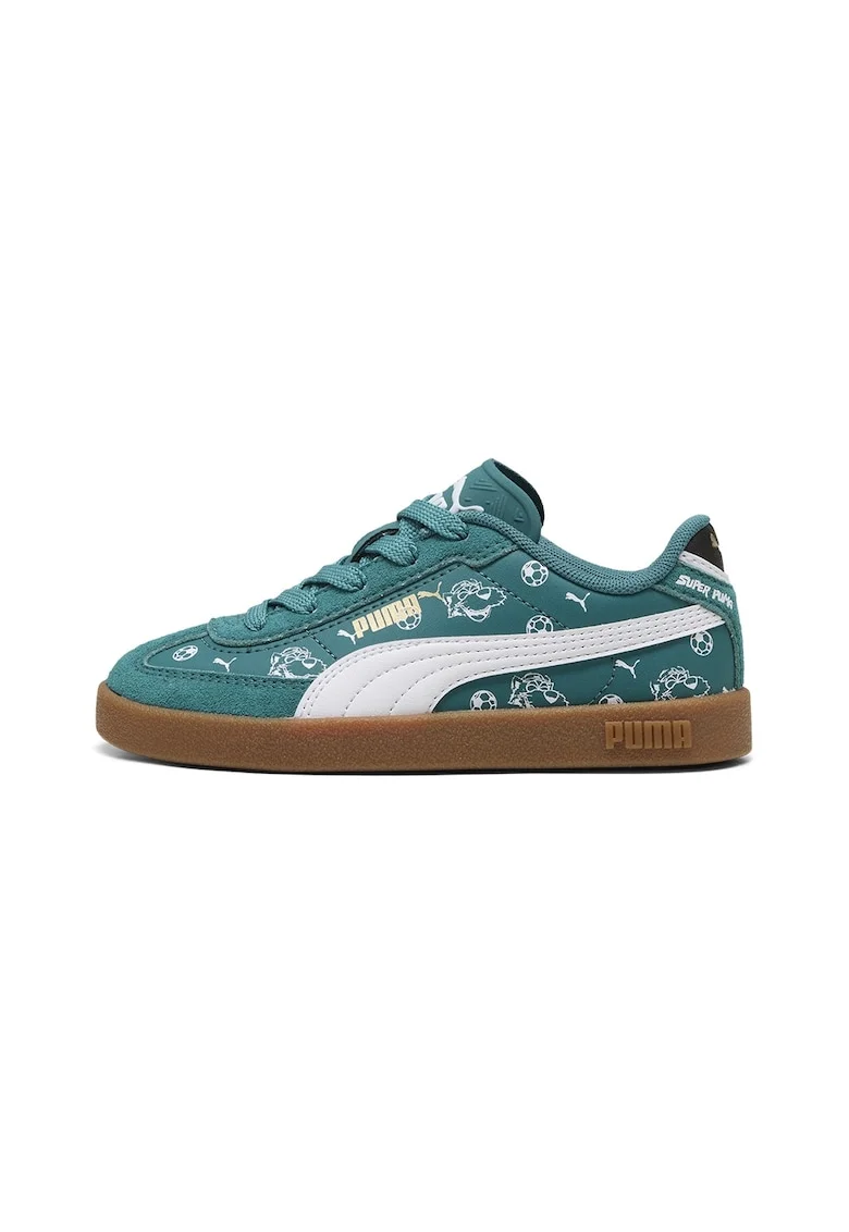 Pantofi sport Club II Era din piele ecologica cu model, Negru/Alb optic/Albastru petrol