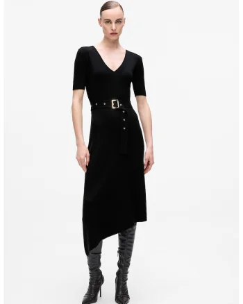 Rochie asimetrica si tricotata fin, Negru