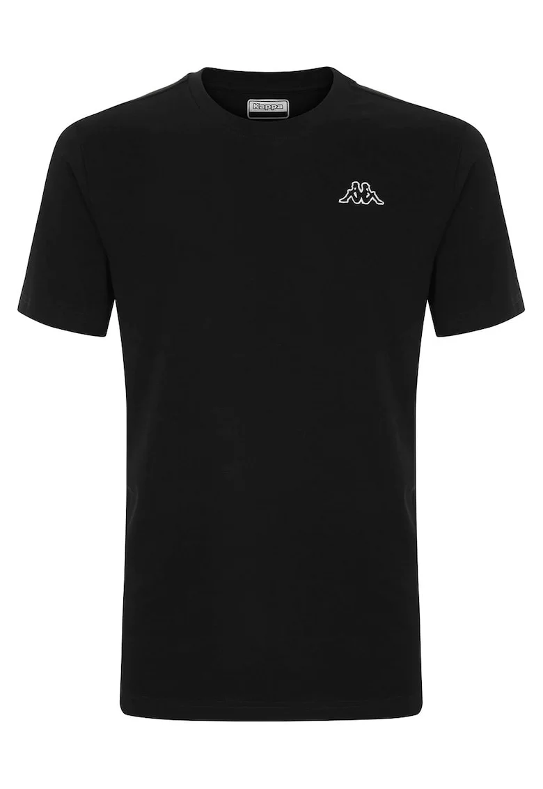 Tricou clasic slim-fit din bumbac pieptanat pentru barbati,  LOGO CAFERS SLIM, Negru