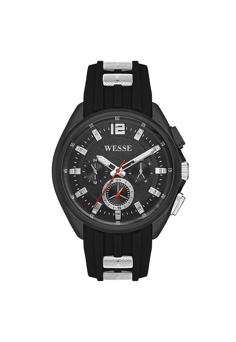 Ceas barbatesc  model WWG401901, 47 mm, curea silicon neagra, rezistent la apa 5 ATM, negru