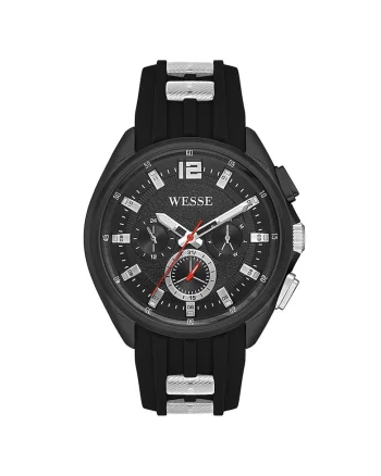 Ceas barbatesc  model WWG401901, 47 mm, curea silicon neagra, rezistent la apa 5 ATM, negru