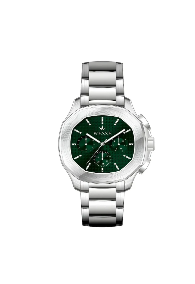 Ceas barbatesc  WWG209404, curea metalica, cadran verde, 44 mm, rezistent la apa 5 ATM