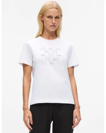 Tricou din bumbac organic cu strasuri, Alb optic