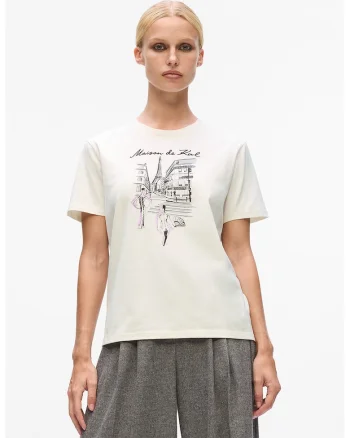 Tricou din bumbac organic cu imprimeu grafic, Negru/Lila/Alb optic