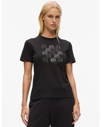 Tricou din bumbac organic cu strasuri, Negru