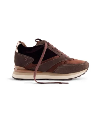 Pantofi sport wedge de piele intoarsa, Maro