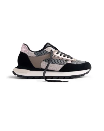 Pantofi sport wedge cu garnituri de piele si plasa Funkley, Negru