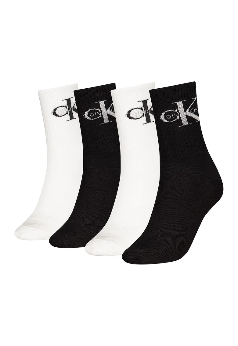 Set de sosete lungi din amestec de bumbac - 4 perechi, Negru/Alb murdar