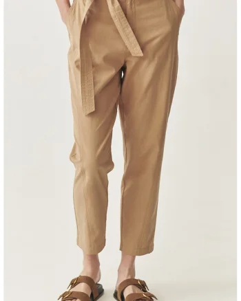 Pantaloni conici din amestec de lyocell, Maro deschis