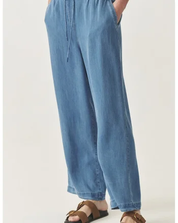 Pantaloni din lyocell cu croiala ampla, Albastru deschis