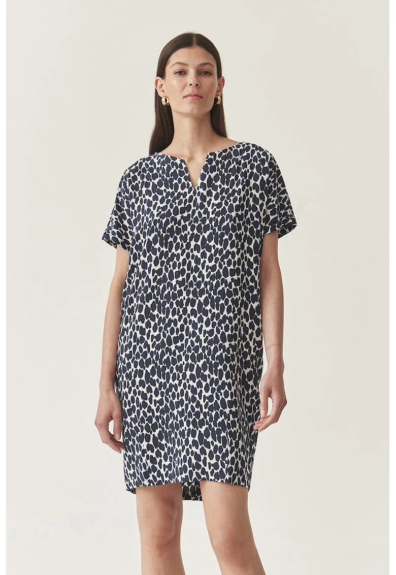 Rochie lejera cu animal print, Alb/Albastru ultramarin