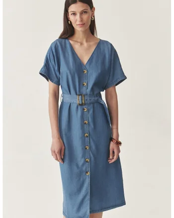 Rochie midi din lyocell, Albastru deschis