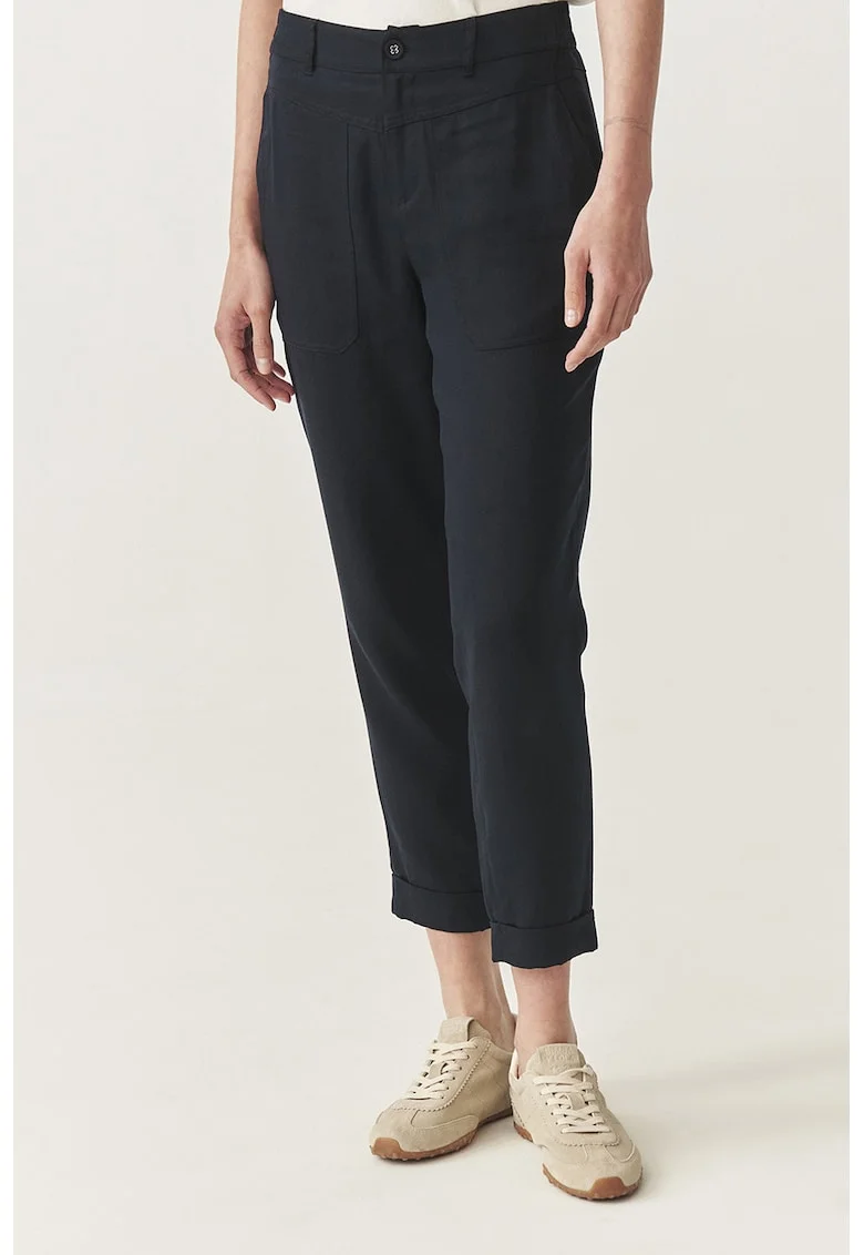 Pantaloni din amestec de lyocell si in, Albastru ultramarin