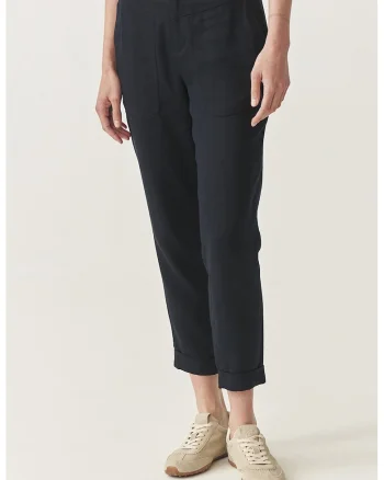 Pantaloni din amestec de lyocell si in, Albastru ultramarin