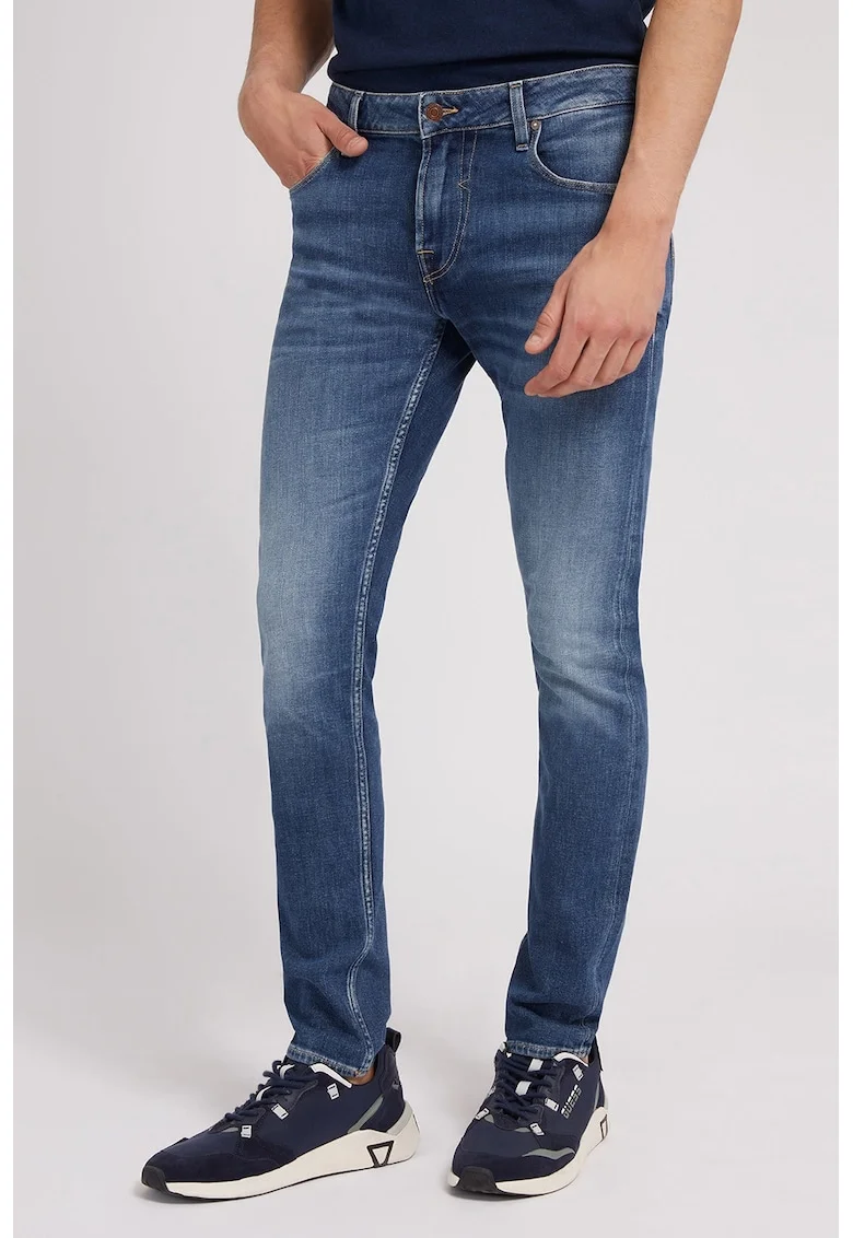 Blugi skinny cu aspect decolorat Chris, Albastru prafuit/Alb murdar