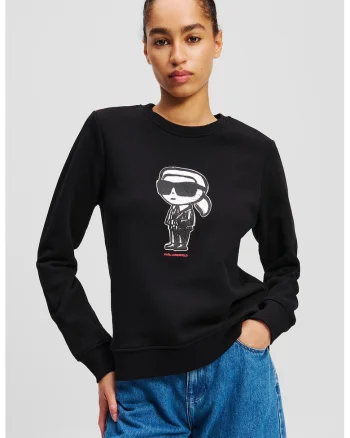 Bluza de trening din bumbac organic cu immprimeu logo, Negru