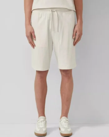 Pantaloni scurti barbati, din jerseu de bumbac, cu talie medie, Relaxed fit, Detroit, Crem
