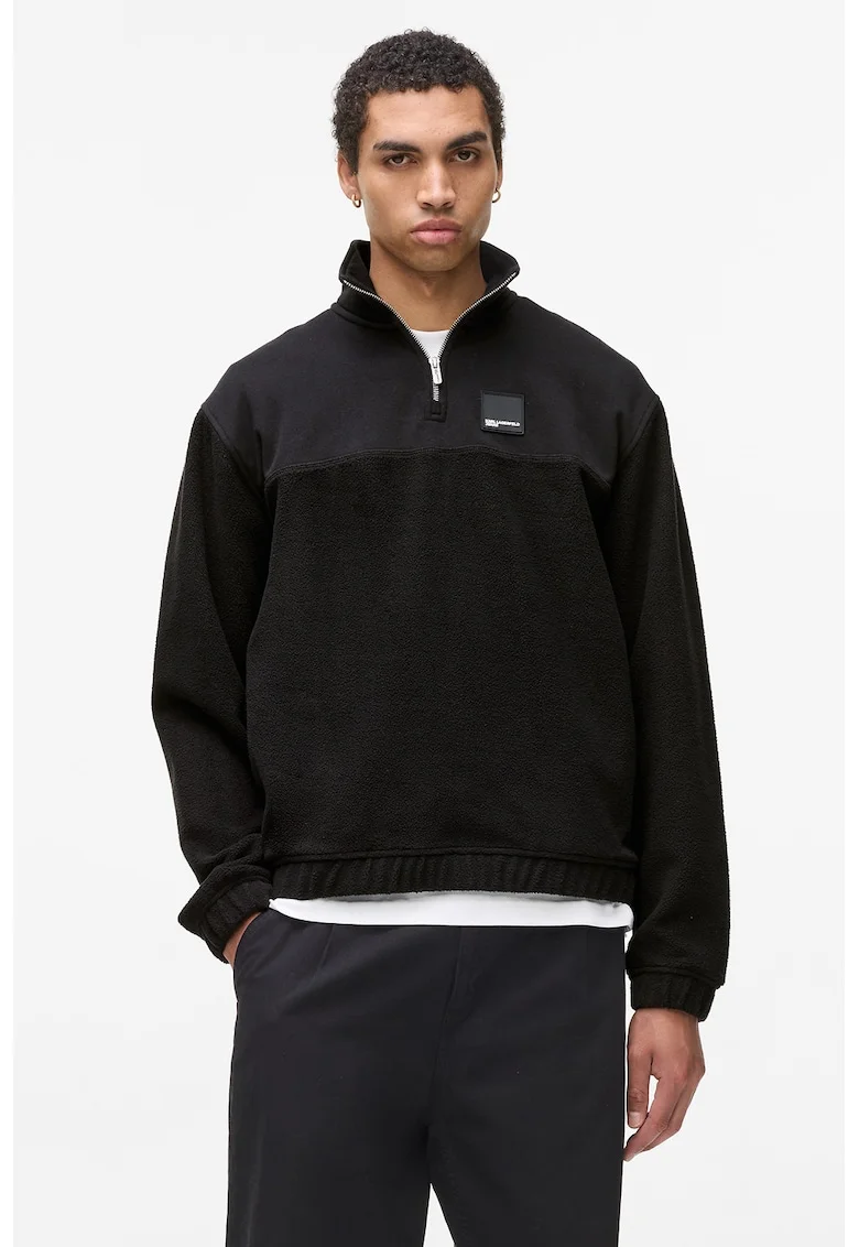 Bluza de trening cu fenta cu fermoar, Negru