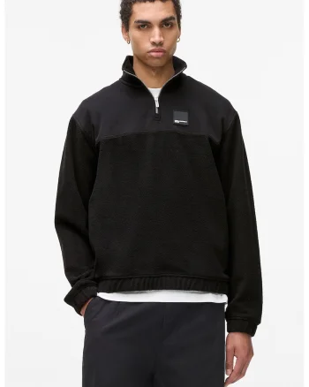 Bluza de trening cu fenta cu fermoar, Negru