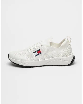 Pantofi sport din tricot cu insertii de plasa Runner, Alb murdar