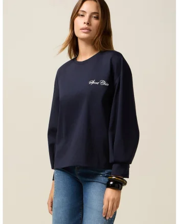 Bluza de trening lejera din amestec de bumbac, Bleumarin
