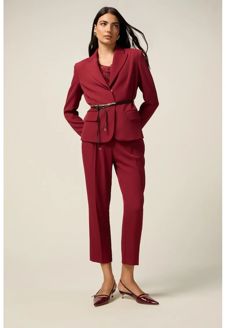 Pantaloni crop cu talie medie, Visiniu
