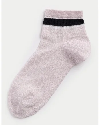 Sosete scurte cu model uni, Negru/Roz pal