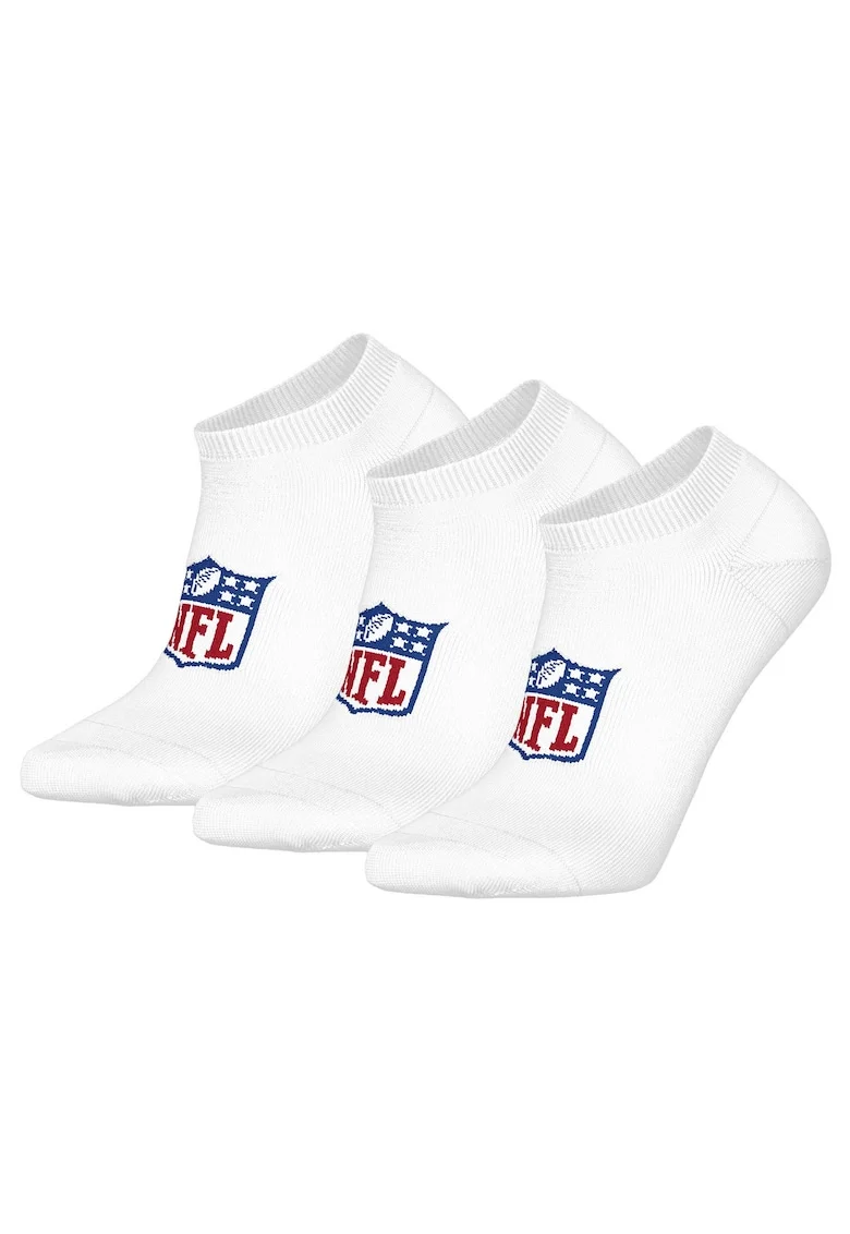 Set de sosete pana la glezna, unisex, cu logo - 3 perechi, Alb