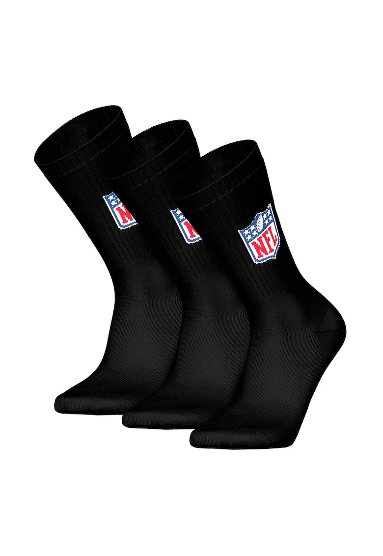 Set de sosete lungi unisex cu logo -3 perechi, Negru