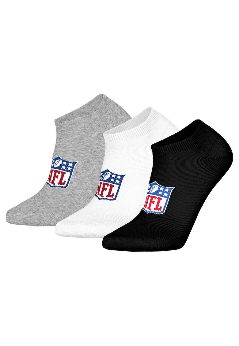Set de sosete pana la glezna, unisex, cu logo - 3 perechi, Alb/Negru/Gri