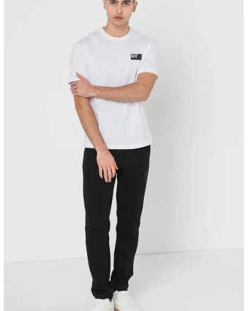 Tricou din bumbac cu logo, Negru/Alb optic