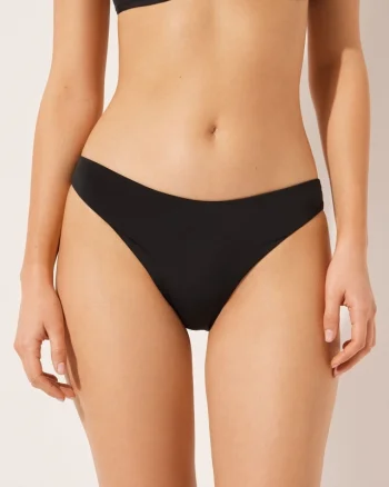 Slip de baie dama, ASTY, cu talie medie si croi basic, Negru