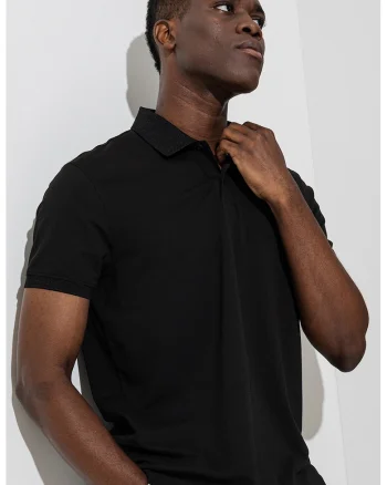 Tricou polo regular fit, Negru