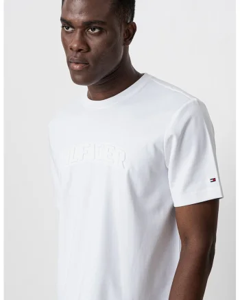 Tricou cu logo in relief, Alb optic