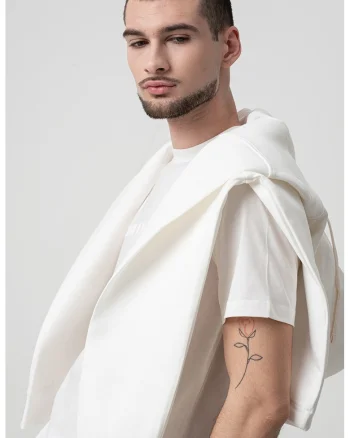 Tricou din bumbac cu logo in relief, Alb
